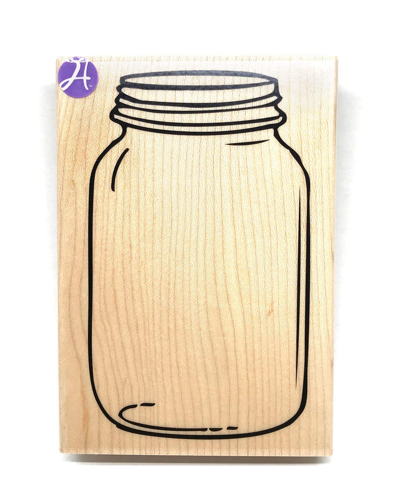 Hampton Art Large Wood Mounted Rubber Stamp - Mason Jar